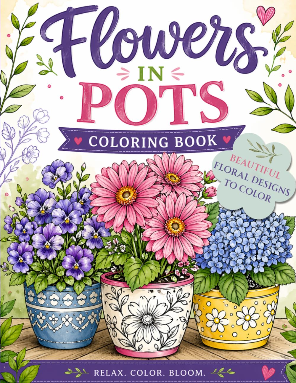 Flowers in Pots. Coloring Book.: Beautiful floral designs to color. baixar o livro de graça