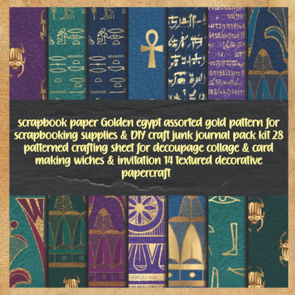 scrapbook paper Golden egypt assorted gold pattern for scrapbooking supplies & DIY craft junk journal pack kit 28 patterned crafting sheet for... invitation 14 textured decorative papercraft baixar livro de graça