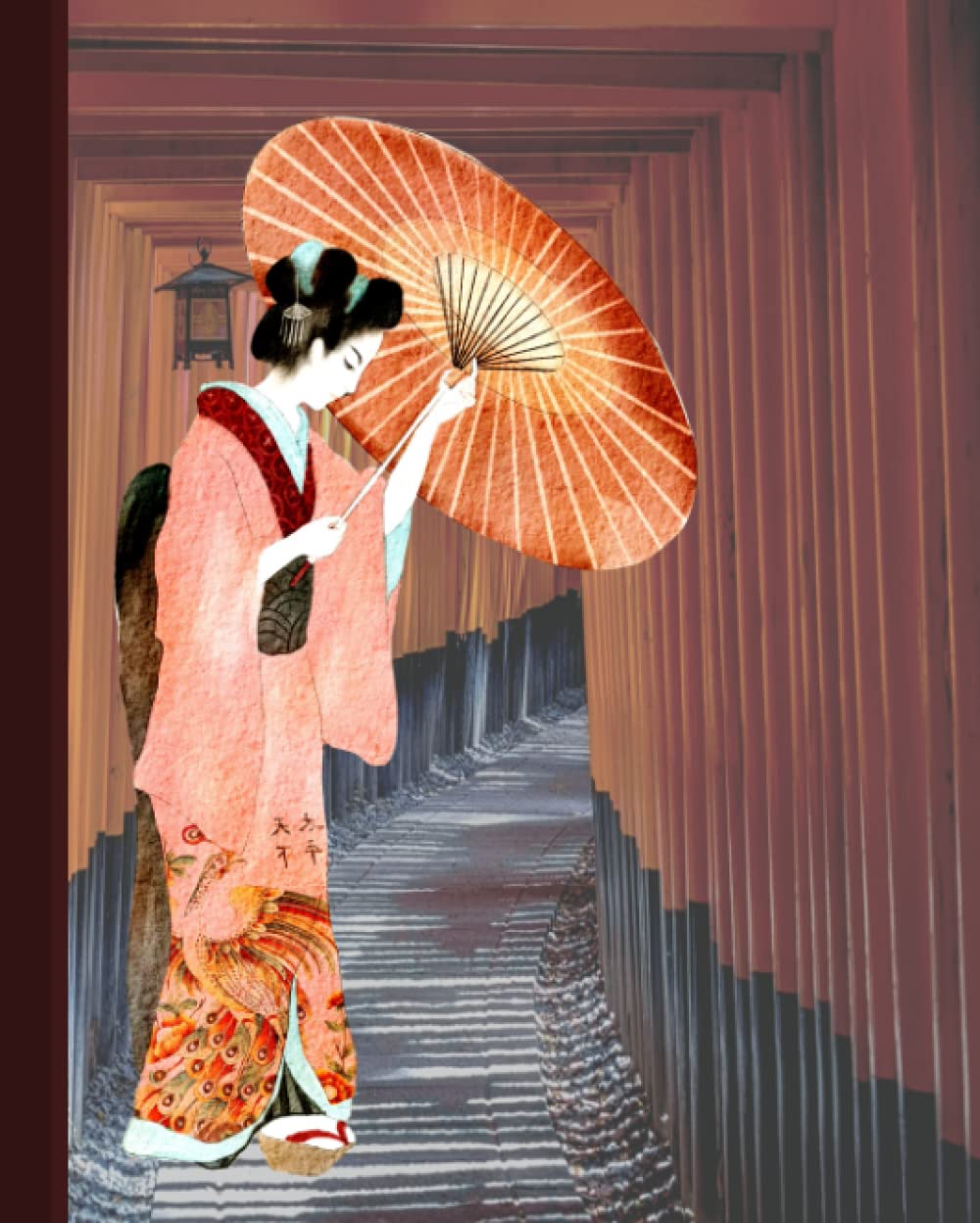 Japanese Lady Fushimi Inari Shrine Composition Notebook: Beautiful Aesthetic Geisha With Parasol Art In Temple: Wide Ruled Lined Journal baixar o livro de graça