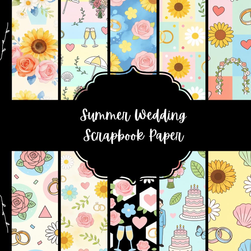 Summer Wedding Scrapbook Paper, Anniversary Junk Journal Paper, Bride Decorative Paper, DIY Projects, Origami, Collage Sheets, Decoupage Paper, 10 Designs, Double Sided baixar livro de graça