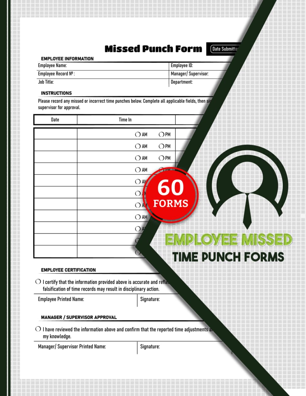 capítulo por capítulo baixar Employee Missed Time Punch Forms: Staff Clock-In/Out Correction Logbook for Payroll & HR | Track Late Entries & Payroll Adjustments | 60 Forms, 120 Single-Sided Pages