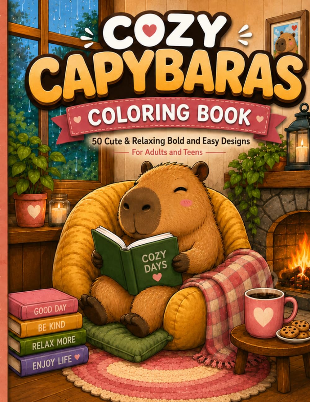 ler totalmente Cozy Capybaras Coloring Book: 50 Cute & Relaxing Bold and Easy Designs for Adults and Teens