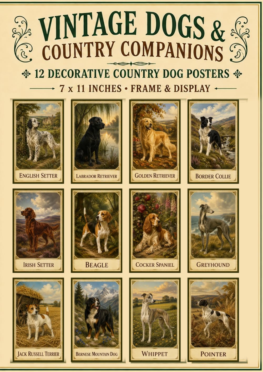 ler totalmente Vintage Dogs & Country Companions: 12 Decorative Country Dog Posters to Frame and Display Classic Vintage Wall Art Featuring Beloved Dog Breeds (12 Posters to Frame & Display)