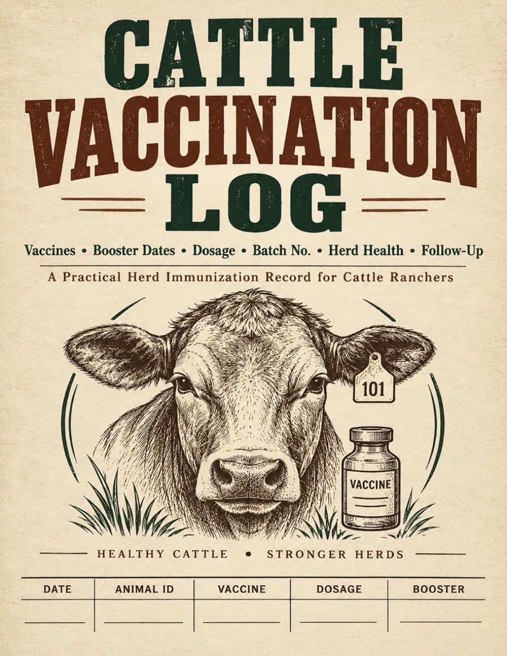 Cattle Vaccination Log: Livestock health organizer for ranchers to document immunizations, treatment dates, products, dosage, providers, and notes baixar livro de graça