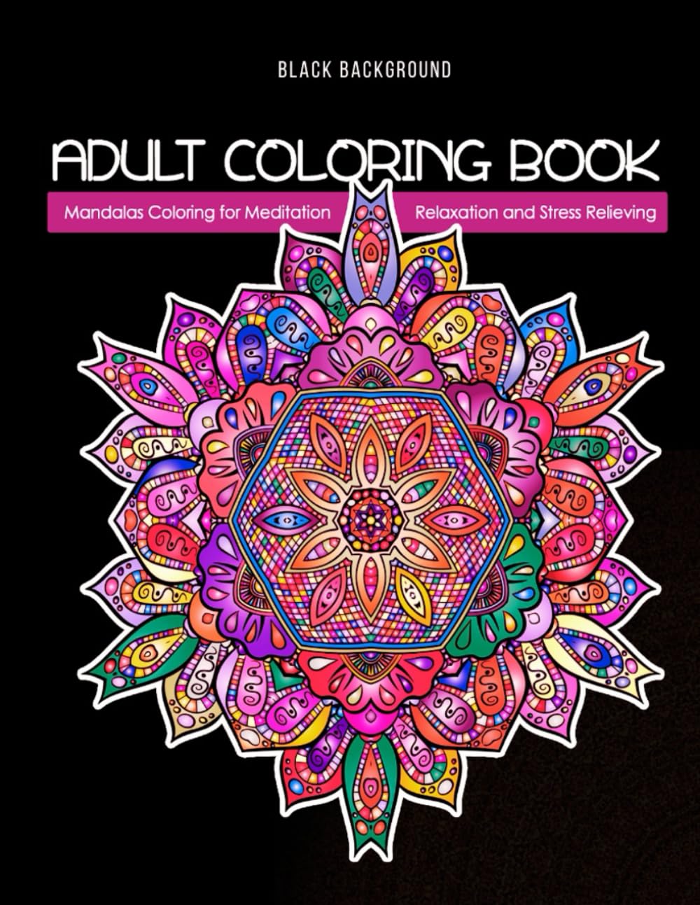 ler totalmente Adults Coloring Book: Floral Mandala Coloring For Meditation, Relaxation and Stress Relieving | Black Background