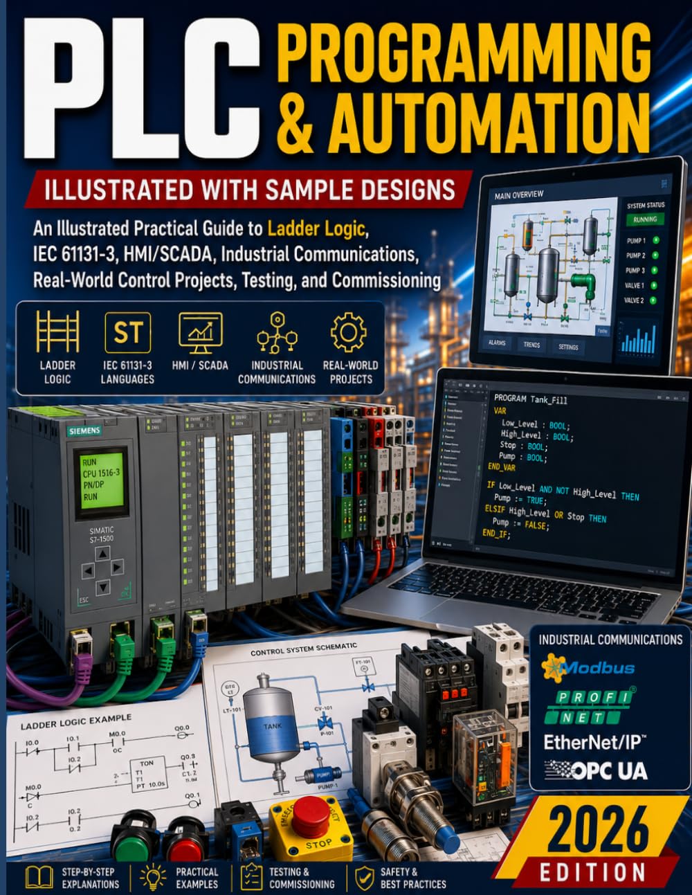 PLC Programming & Automation: ILLUSTRATED WITH SAMPLE DESIGNS: An Illustrated Practical Guide to Ladder Logic, IEC 61131-3, HMI/SCADA, Industrial... Control Projects, Testing, and Commissioning baixar livro de graça
