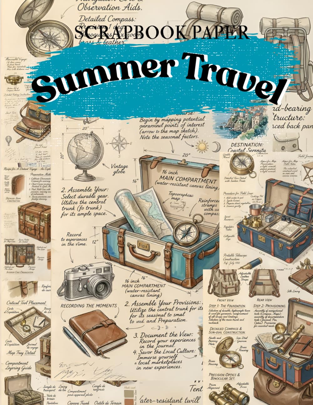 Summer Travel Scrapbook Paper: High Quality Illustrations Of Luggage, For Ephemera, Mixed Media, and More. baixar livro de graça
