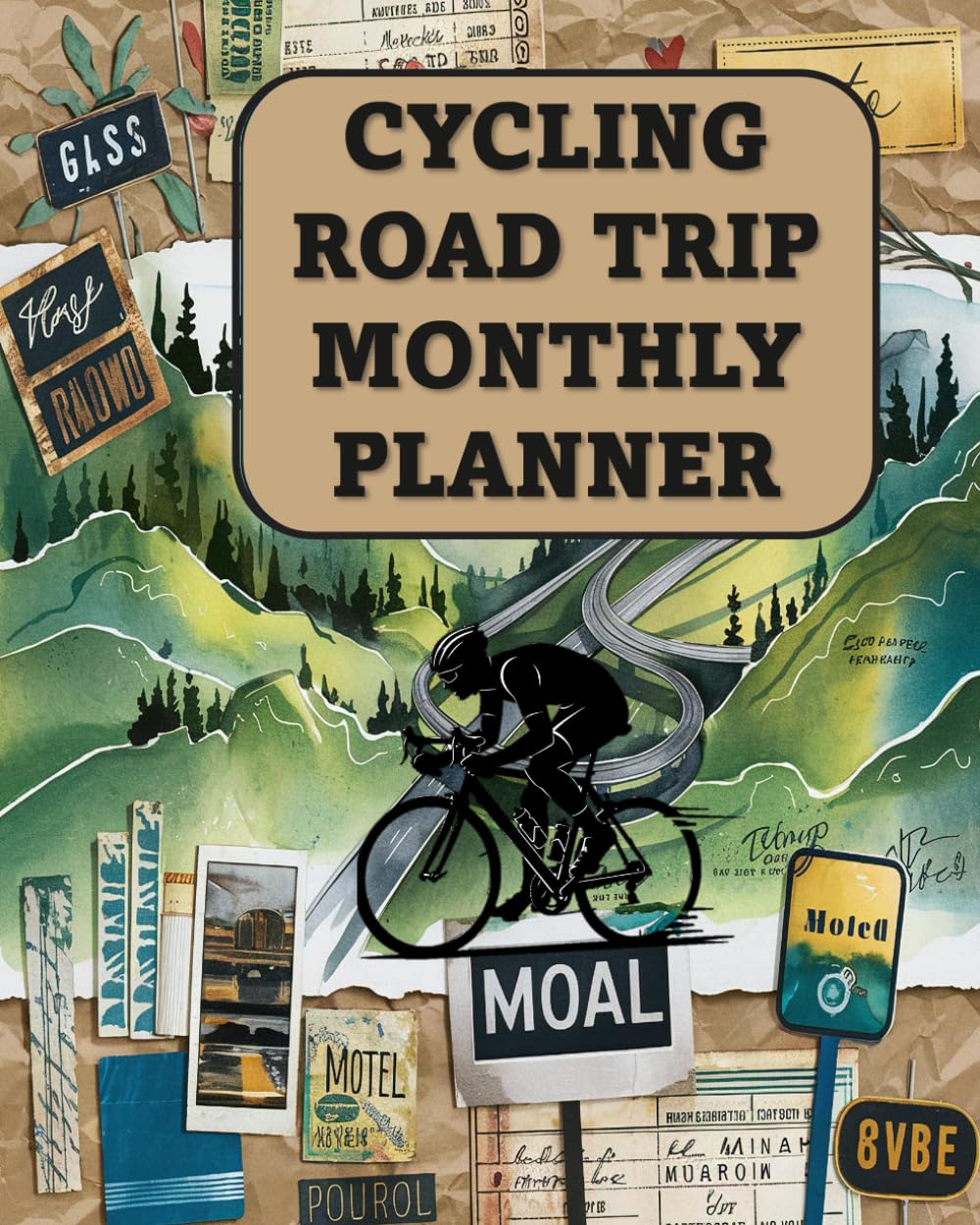 Cycling Road Trip Planner: Undated Simple Calendar Large Spaces Organiser Faded Map With Bicycle Edition baixar o livro de graça