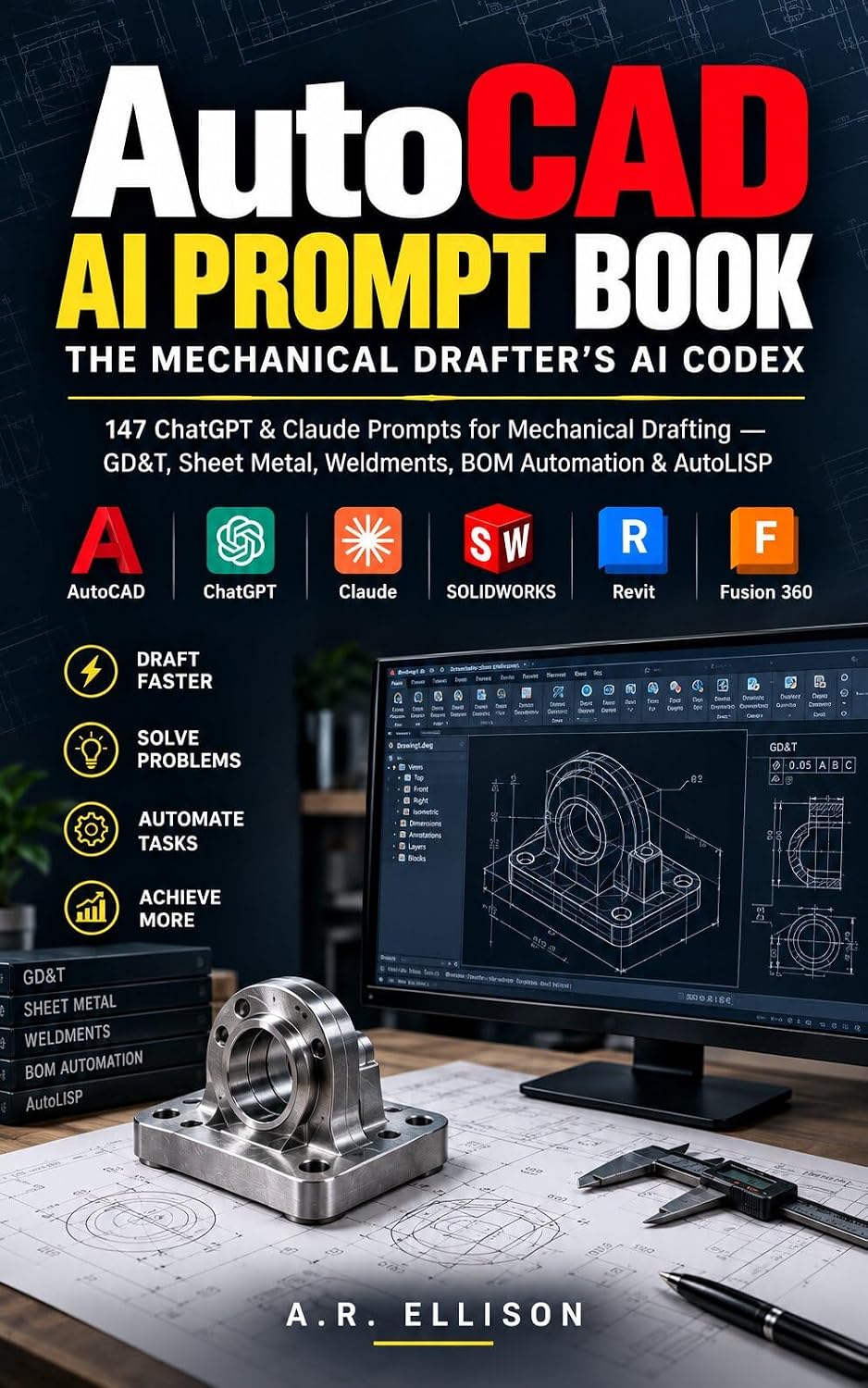 ler totalmente AutoCAD AI Prompt Book: The Mechanical Drafter's AI Codex: 147 ChatGPT & Claude Prompts for Mechanical & Manufacturing Drafting — GD&T, Sheet Metal, Weldments,... (Work Smarter With AI) (English Edition)