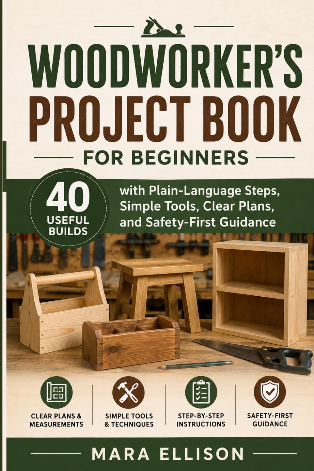ler totalmente WOODWORKER’S PROJECT BOOK FOR BEGINNERS: 40 Useful Builds with Plain-Language Steps, Simple Tools, Clear Plans, and Safety-First Guidance