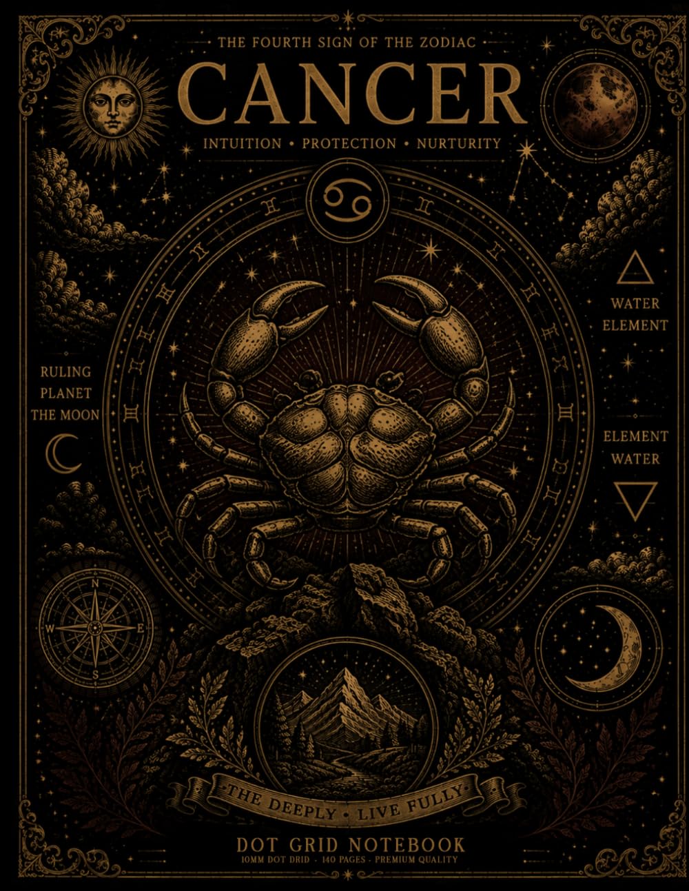 ler totalmente Cancer Dot Grid Notebook: Zodiac Notebook for Cancer | 5mm Dot Grid Journal for Notes, Ideas, Lists, Sketching & Creative Thinking
