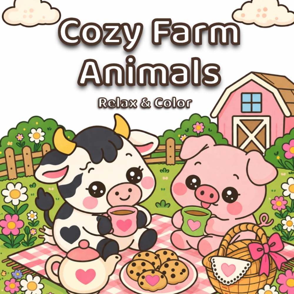 Cozy Farm Animals: Coloring Book for Adults and Teens: | Cute Kawaii Farm Life Scenes for Relaxing, Stress Relief & Cozy Vibes (Cozy Animal Moments) baixar o livro de graça