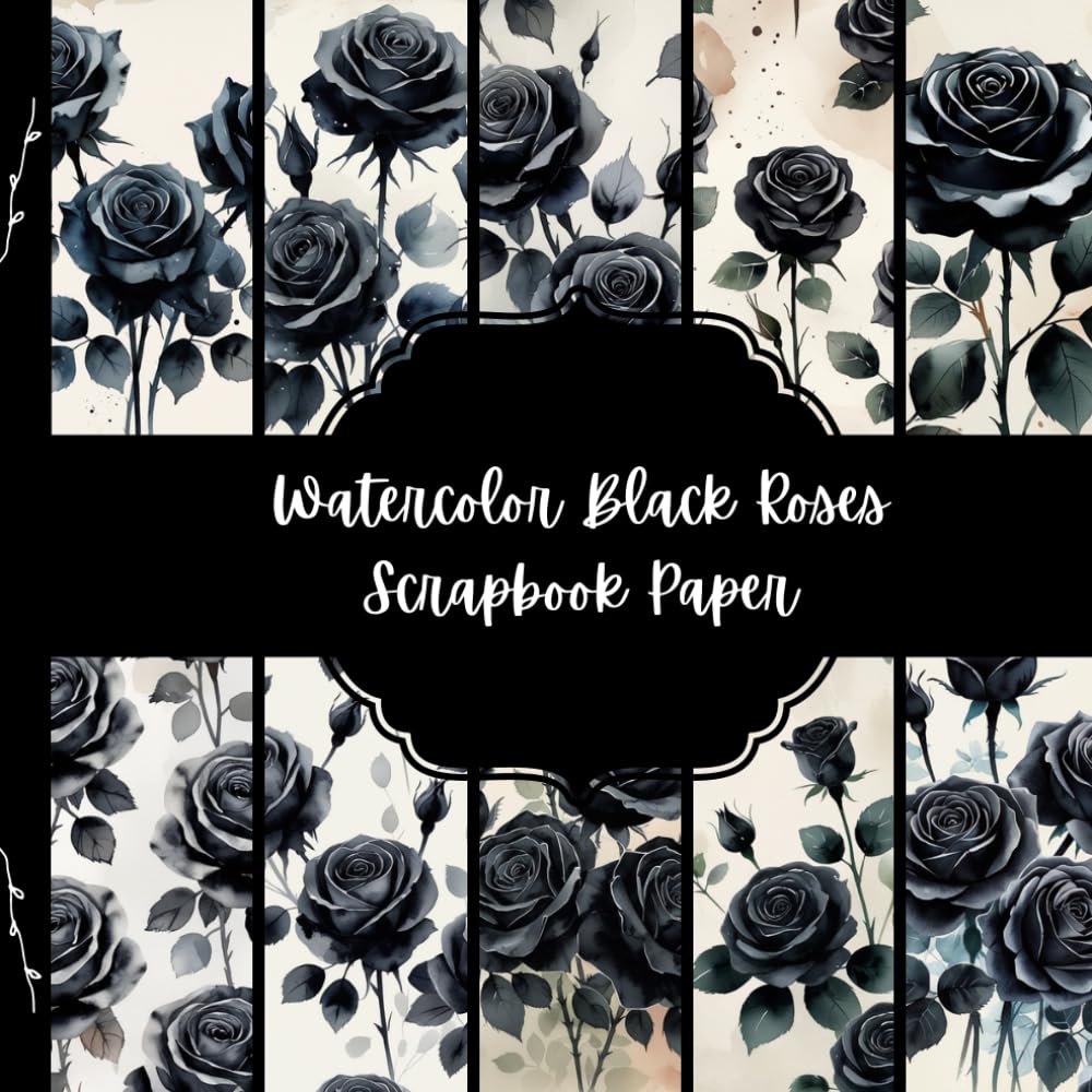 Watercolor Black Roses Scrapbook Paper, Goth Wedding Junk Journal Paper, Floral Decorative Paper, DIY Projects, Origami, Collage Sheets, Decoupage Paper, 10 Designs, Double Sided baixar livro de graça