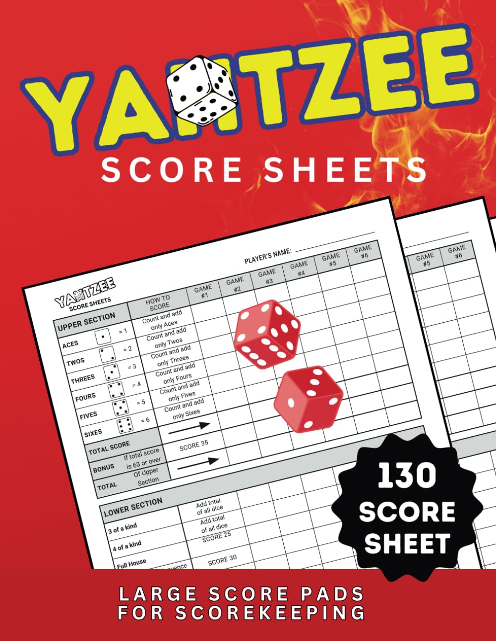 Yahtzee Score Sheets: 130 Large Print Score Cards for Scorekeeping | 8.5" x 11” Yahtzee Score Pads baixar livro de graça