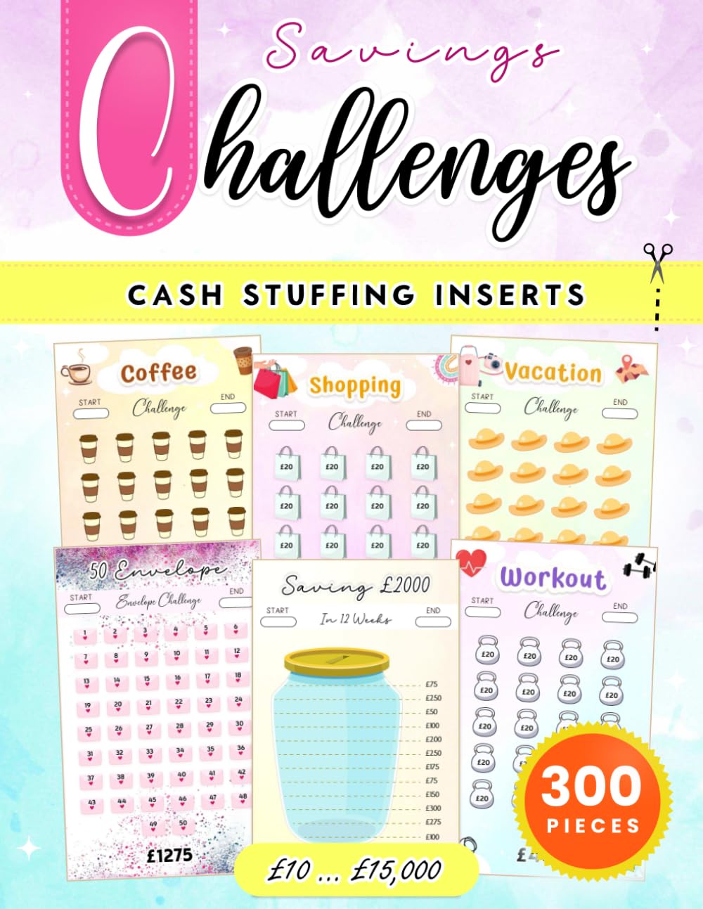 capítulo por capítulo baixar Budget Savings Challenges Inserts: 300 Colorful Challenges for UK Cash Stuffing | Fits in Zipper Envelopes A6 | Include Budget Sheets & Category Templates to Cut-out