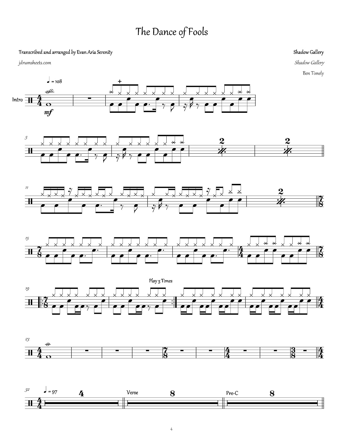 ler totalmente Shadow Gallery - The Dance of Fools: Drum Sheet Music (JDS: Shadow Gallery Drum Sheet Music) (English Edition)