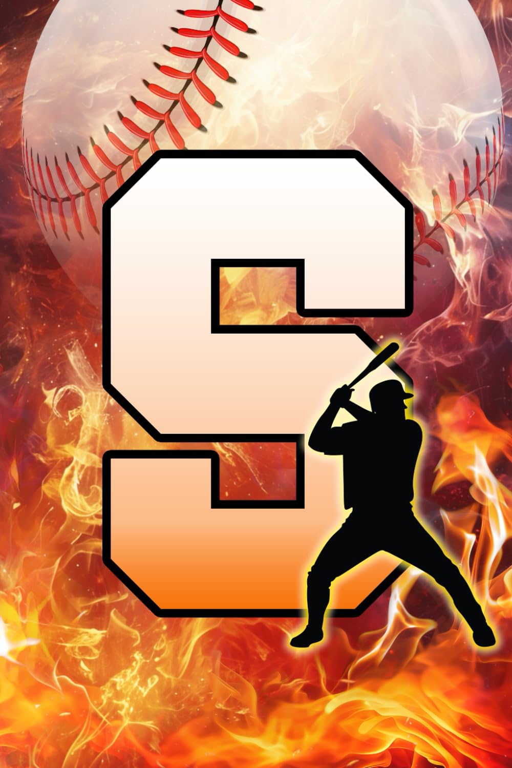ler totalmente S: Letter "S" Initial Baseball Player and Fire Flames Personalized Name Monogram Notebook - College-Ruled Personal Journal, Writing Pad, or Diary for Baseball Fans - 110 Pages, 6x9