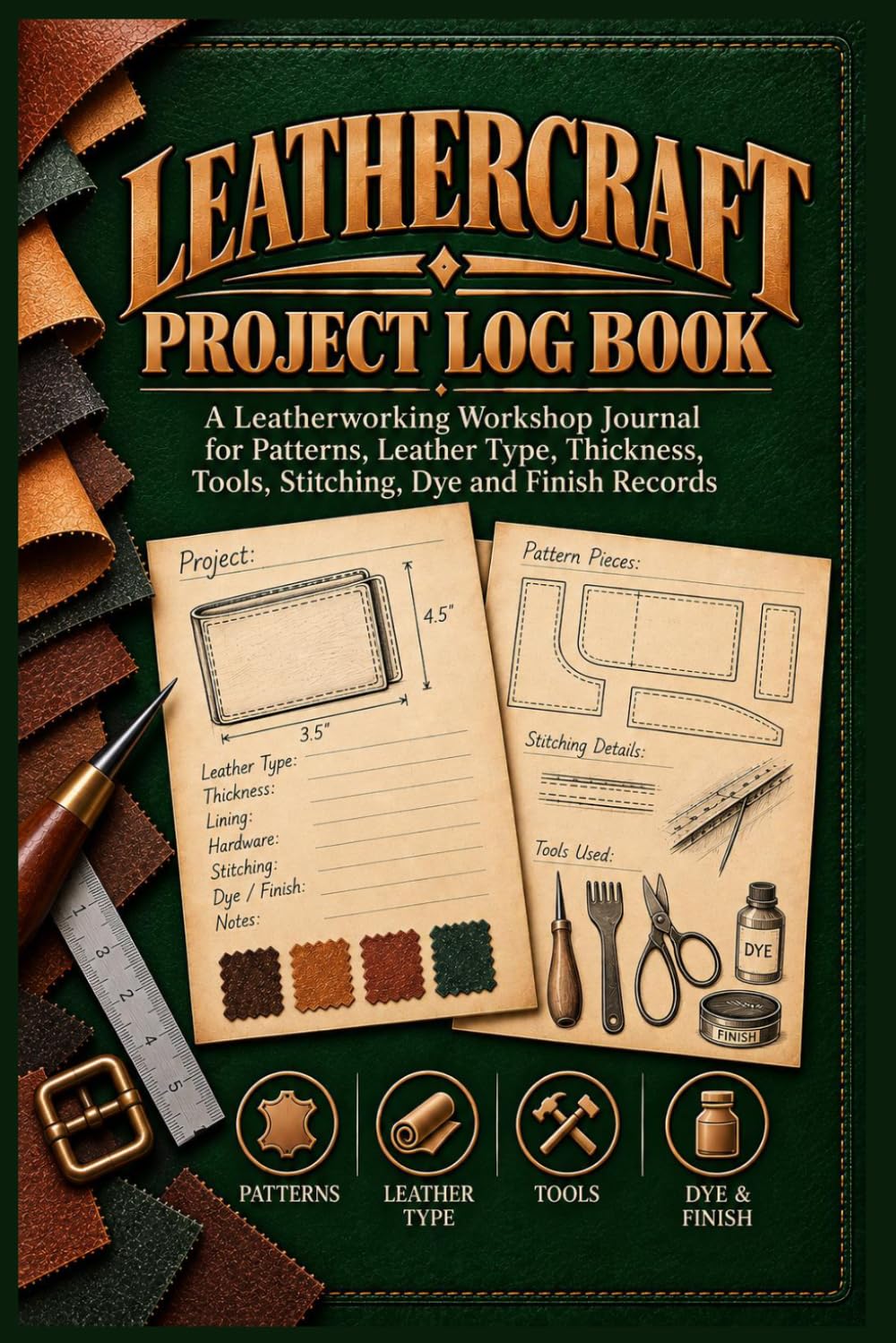 Leathercraft Project Log Book: A Leatherworking Workshop Journal for Patterns, Leather Type, Thickness, Tools, Stitching, Dye and Finish Records baixar o livro de graça