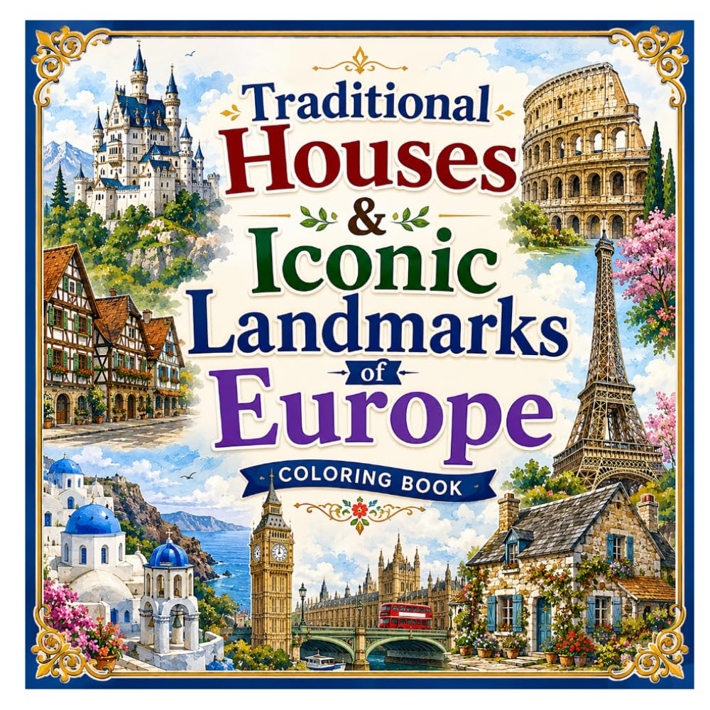 TRADITIONAL HOUSES & ICONIC LANDMARKS OF EUROPE: COLORING BOOK baixar o livro de graça