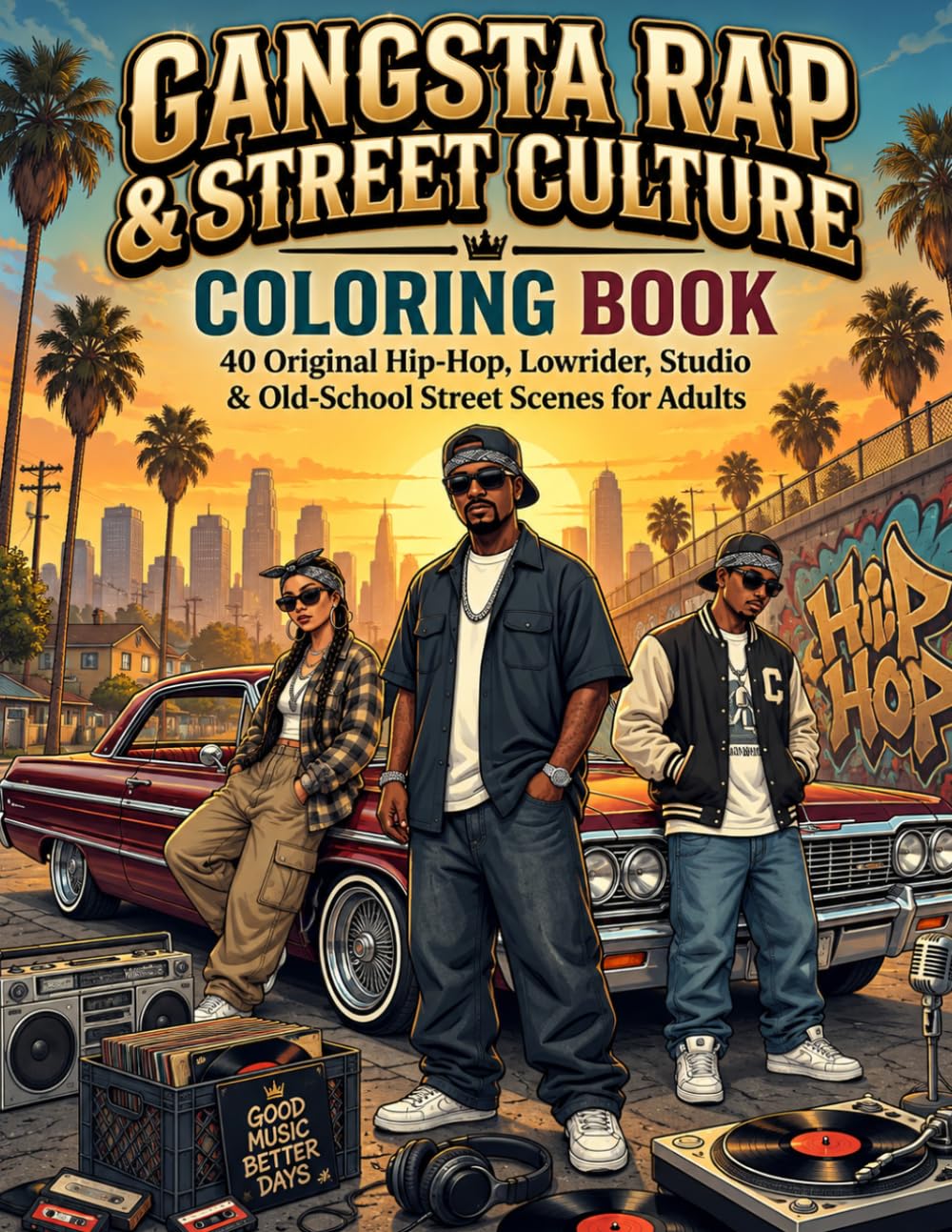 Gangsta Rap & Street Culture Coloring Book: 40 Original Hip-Hop, Lowrider, Studio & Old-School Street Scenes for Adults baixar o livro de graça