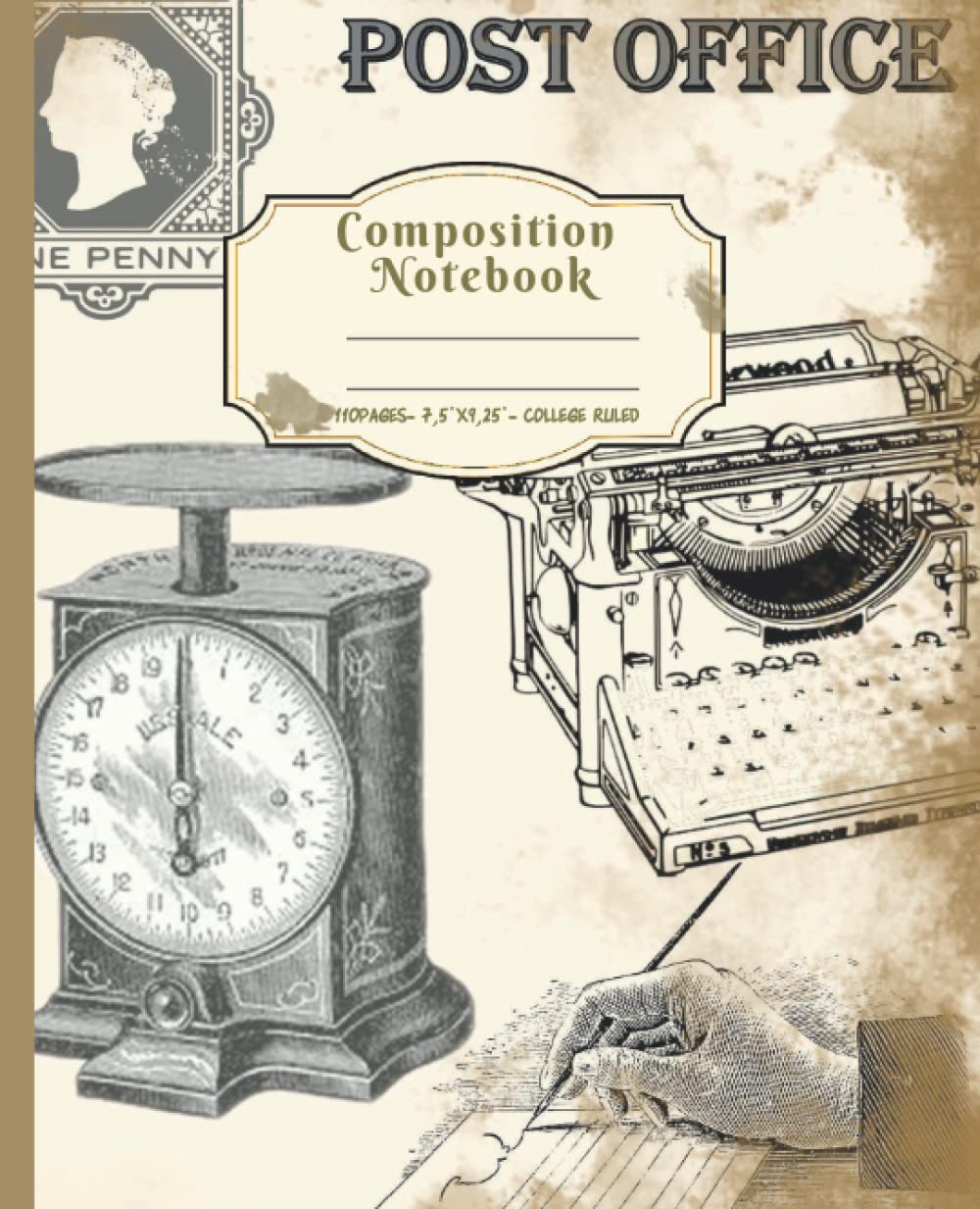 ler totalmente composition Notebook: Old Vintage Style Post office writing Stamps Illustration Book with 110 Pages college ruled for school, business, Hobby,with... for those who love this cottagecore style