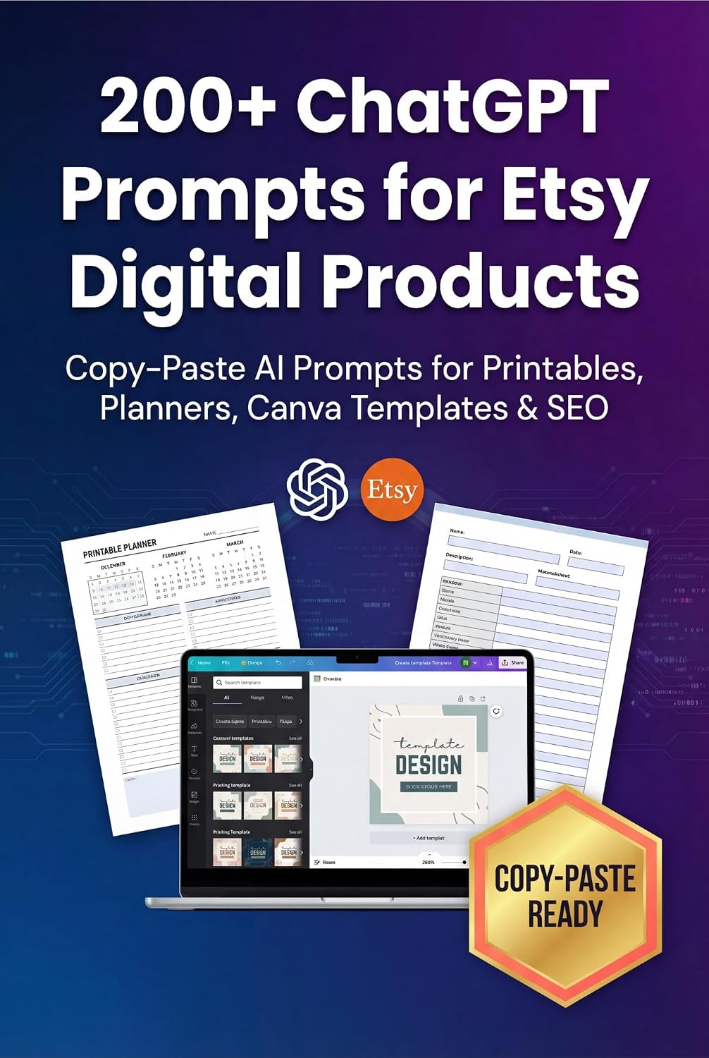 200+ ChatGPT Prompts for Etsy Digital Products: Copy-Paste AI Prompts for Printables, Planners, Canva Templates & SEO Listings (The Etsy Seller's AI Toolkit) (English Edition) baixar livro de graça