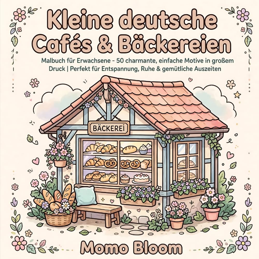 Kleine deutsche Cafés & Bäckereien: Malbuch für Erwachsene - 50 charmante, einfache Motive in großem Druck | Gemütliche Bäckereien & Cafés mit dicken... Ruhe & gemütliche Auszeiten (German Edition) baixar o livro de graça