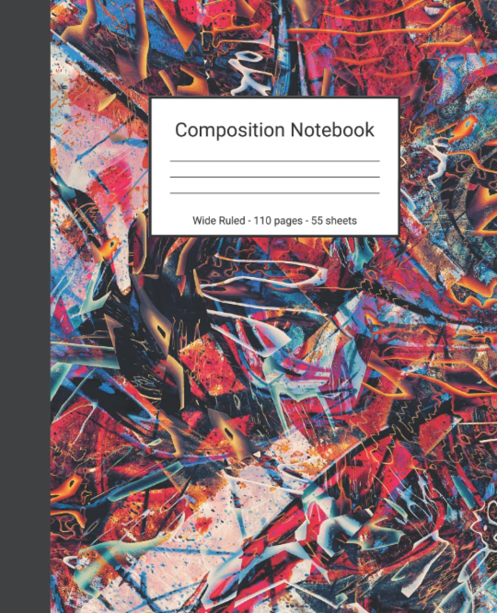 ler totalmente Composition Notebook: Wide Ruled Paper Notebook Journal - Red White And Blue Abstract Painting - Blank Wide Lined Workbook