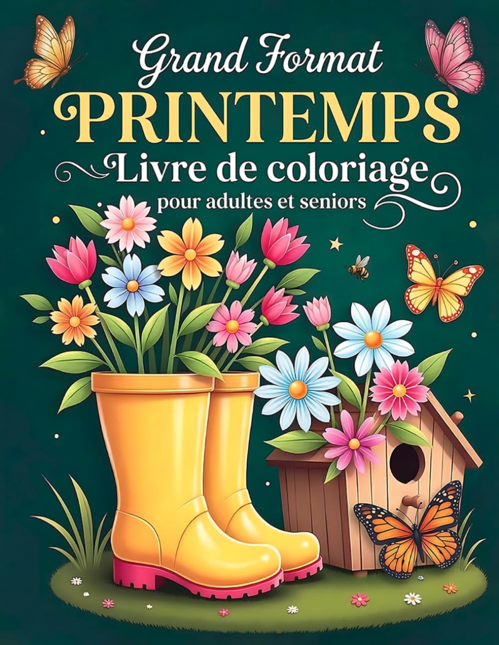 Grand Format Printemps – Livre de coloriage pour adultes et seniors: 50 dessins simples et faciles à colorier: fleurs, animaux et paysages pour se détendre et stimuler la créativité (French Edition) baixar o livro de graça