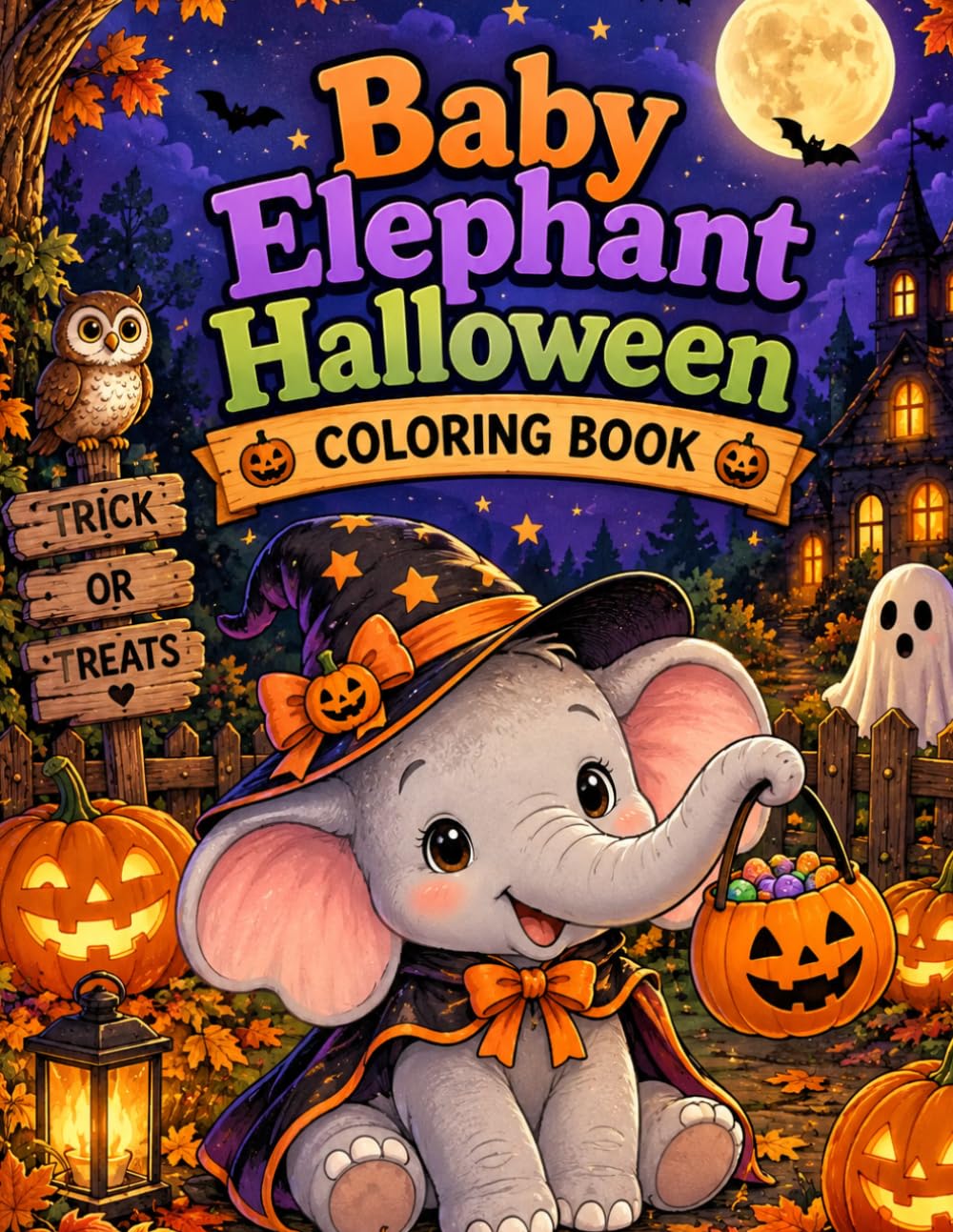 Baby Elephant Halloween Coloring Book: Adorable Little Calves in Cute Costumes with Pumpkins, Candy, and Friendly Spooky Fun for Kids and Grown-Ups baixar o livro de graça