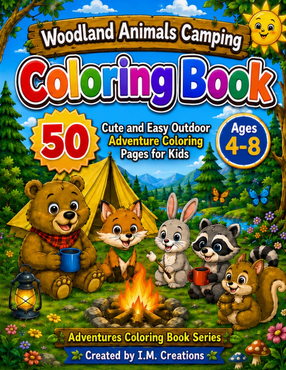 ler totalmente Woodland Animals Camping Coloring Book: 50 Cute and Easy Outdoor Adventure Coloring Pages for Kids Ages 4–8 (Adventures Coloring Book Series)