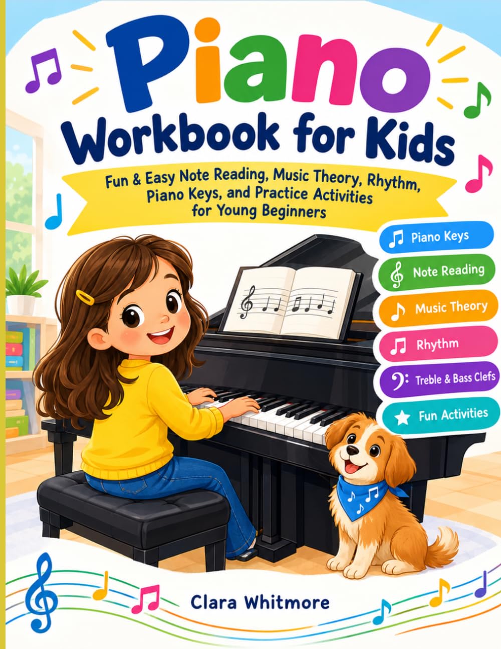 ler totalmente Piano Workbook for Kids: Fun & Easy Note Reading, Music Theory, Rhythm, Piano Keys, and Practice Activities for Young Beginners