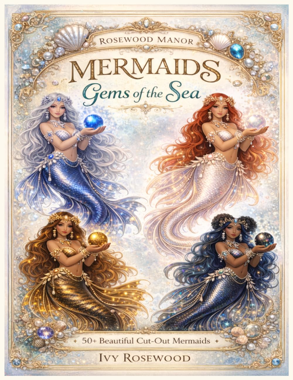 ler totalmente Rosewood Manor: Gems of the Sea: 50+ Beautiful Cut-Out Mermaids