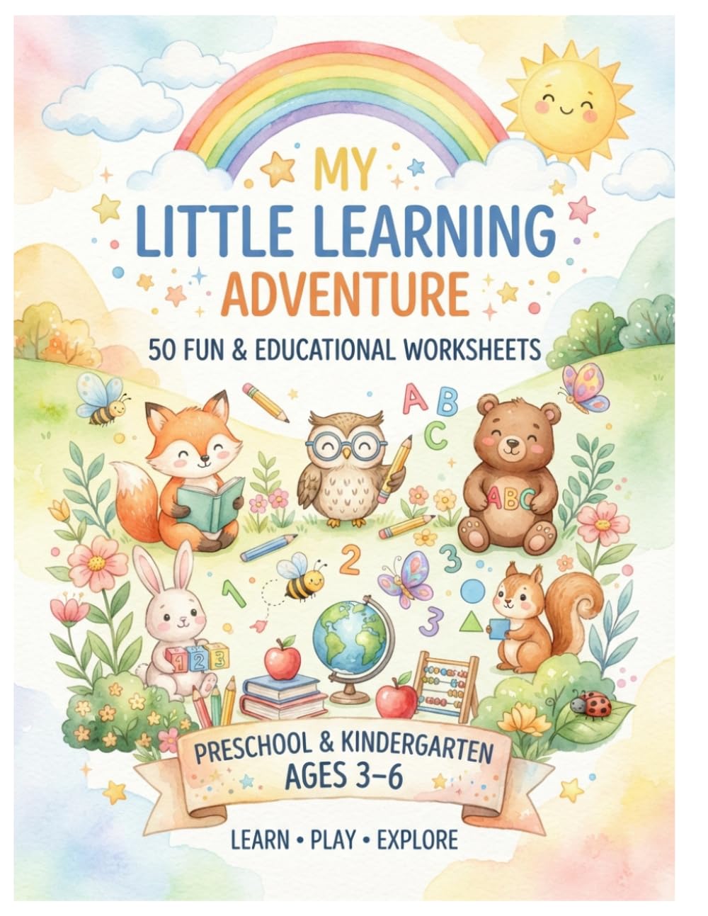 ler totalmente My Little Learning Adventure: 50 Fun & Educational Worksheets for Preschool & Kindergarten Ages 3–6: Fun Preschool & Kindergarten Activities for Early... Creativity, Counting, ABCs, Shapes & More