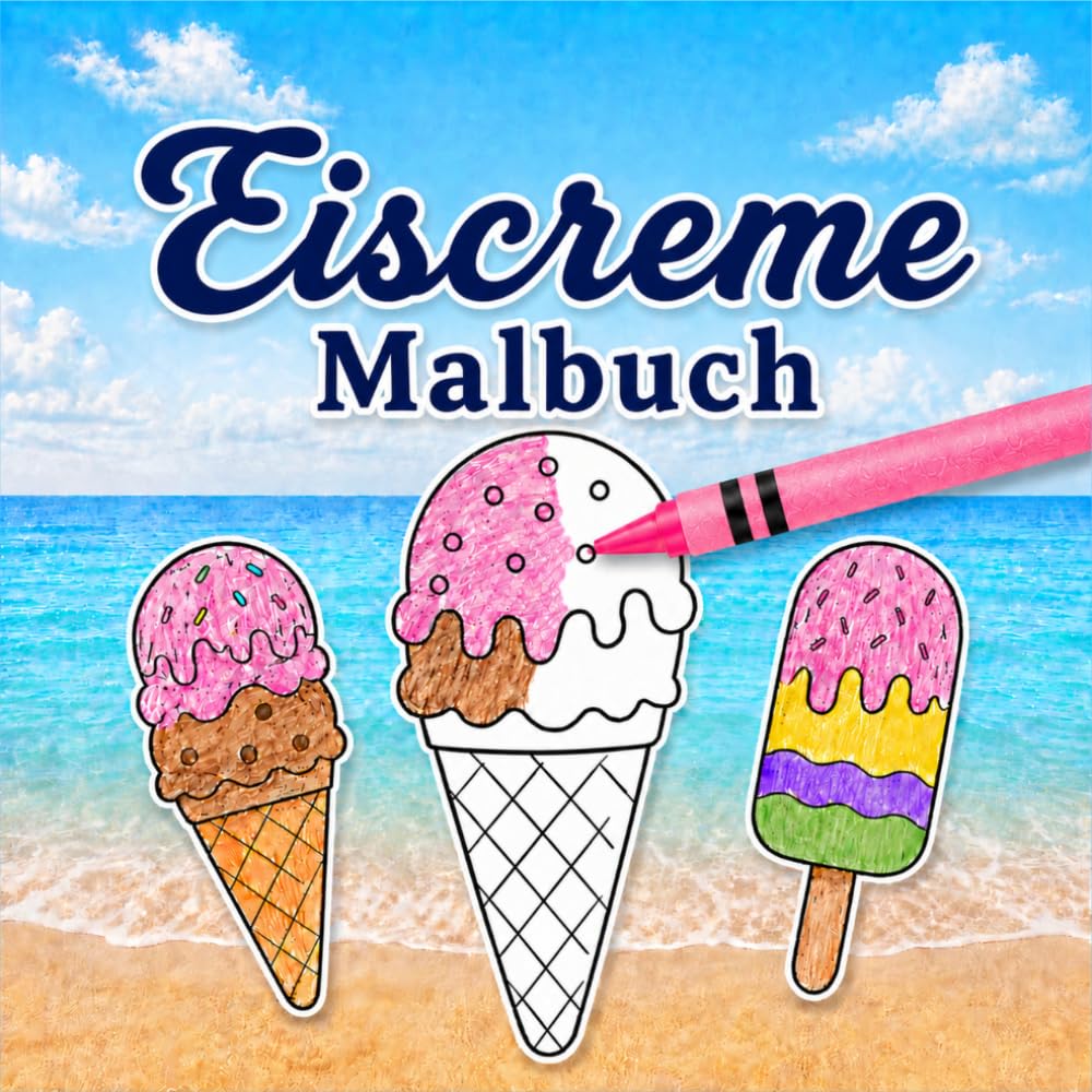 Eiscreme Malbuch: 30 einfache Eis-Motive mit Eiswaffeln, Eiskugeln und Eis am Stiel für Kinder, Jugendliche und Erwachsene (German Edition) baixar o livro de graça