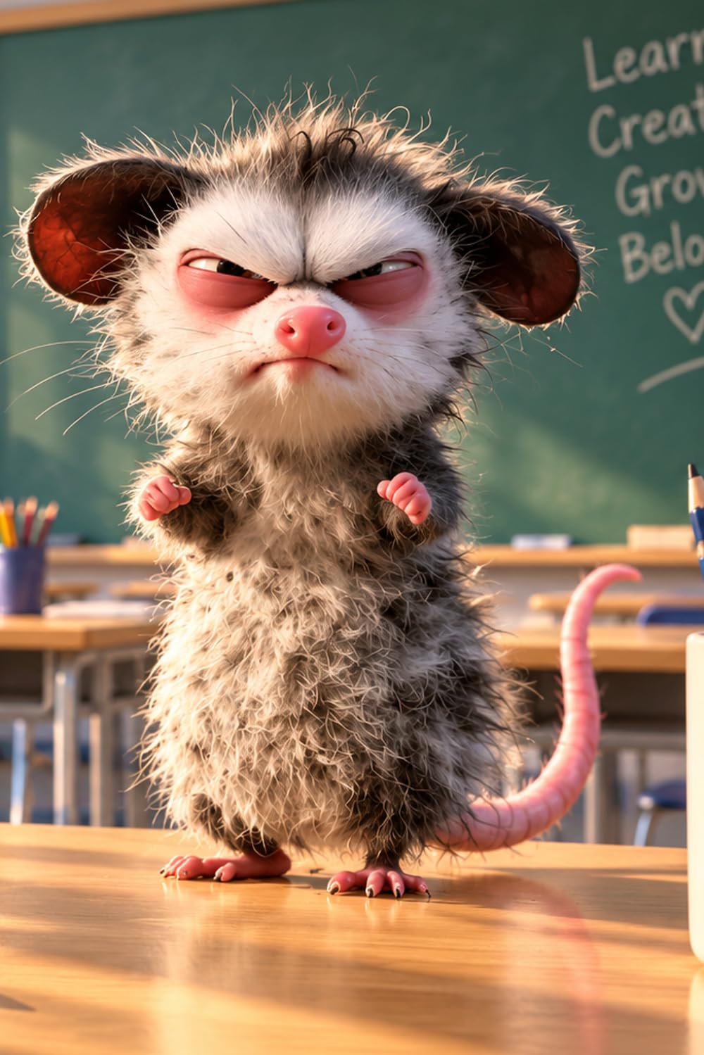 A Funny School Notebook for Notes, Ideas, Homework and Everyday Chaos,: Back to school with opossum, 120 college ruled pages