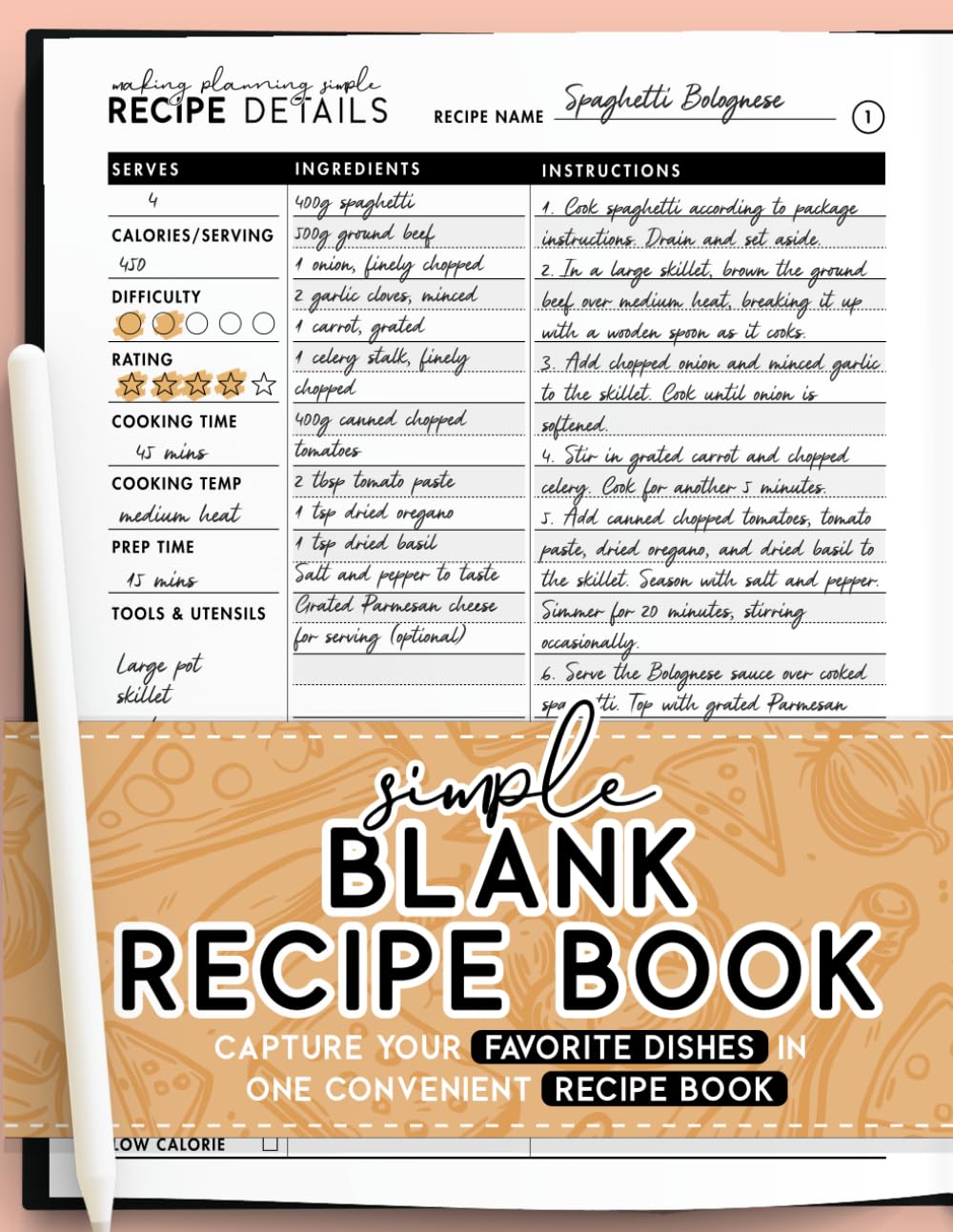 Recipe Book: Blank Recipe Journal To Write in Your Favorite Recipes, 100 Personalized Blank Cookbook Pages baixar livro de graça