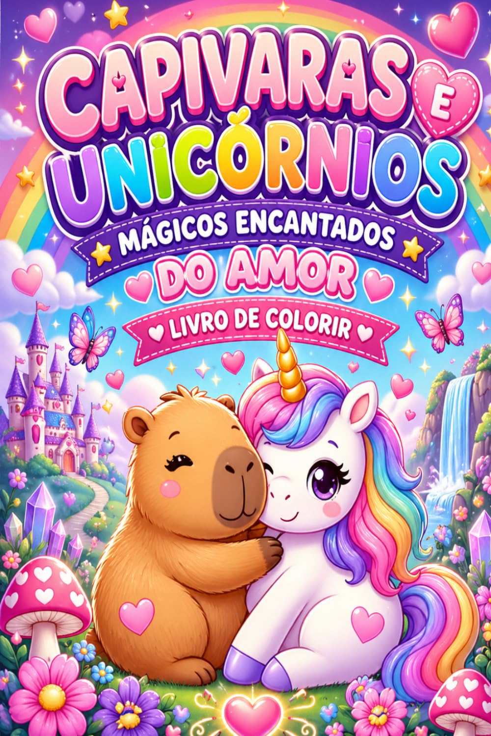 CAPIVARAS E UNICÓRNIOS MÁGICOS: Um Mundo Encantado de Amor para Colorir (Portuguese Edition)