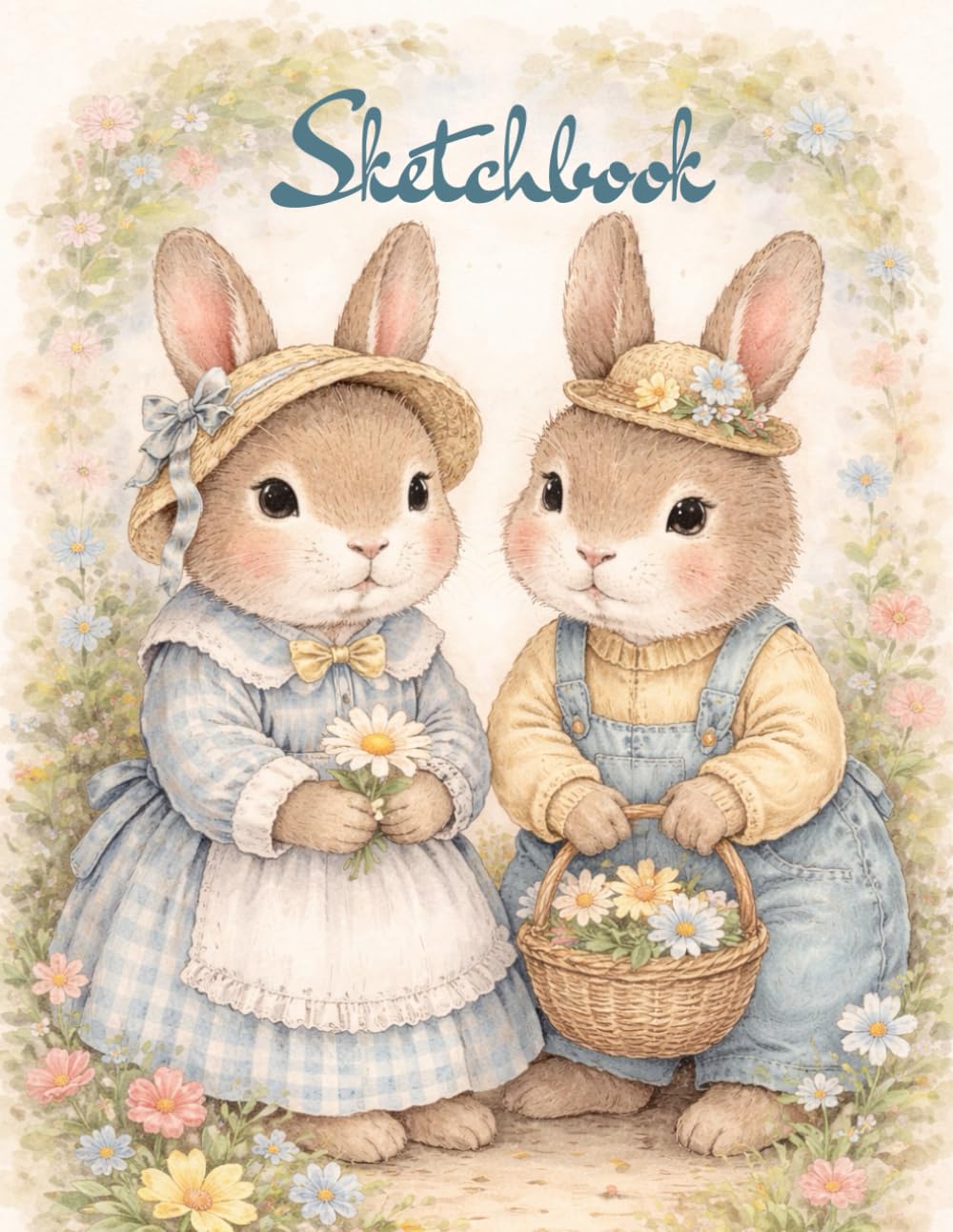 Vintage Bunny Sketchbook for Girls: Cute Pastel Rabbits in Classic Cottagecore Style | 8.5 x 11 Blank Drawing Notebook for Kids, Teens & Adults:... for Drawing, Doodling & Creative Journaling baixar o livro de graça