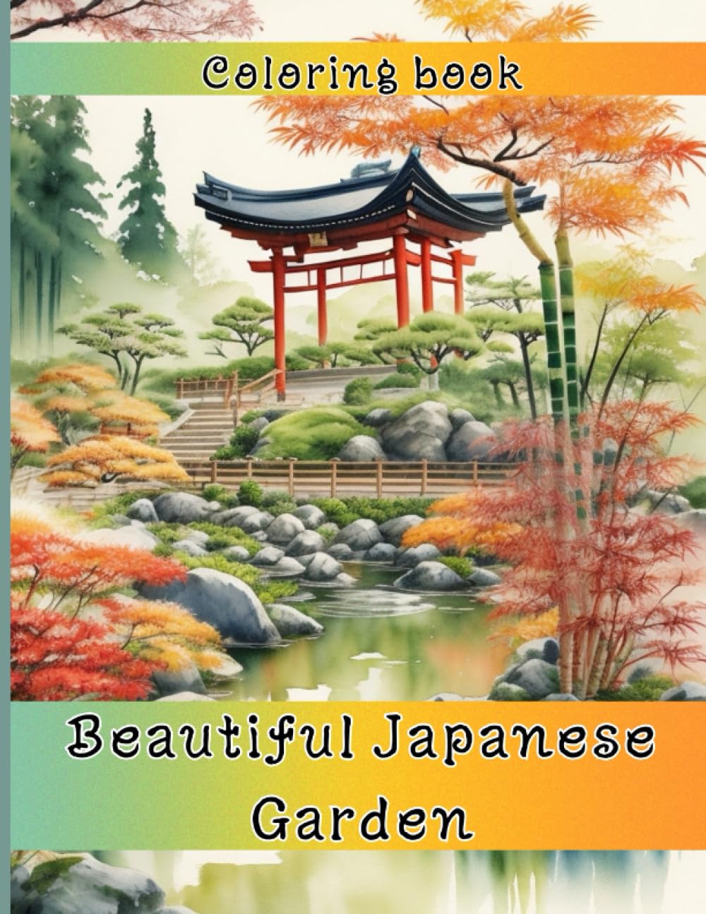 ler totalmente Beautiful Japanese Garden: relaxing traditional houses and temples coloring book