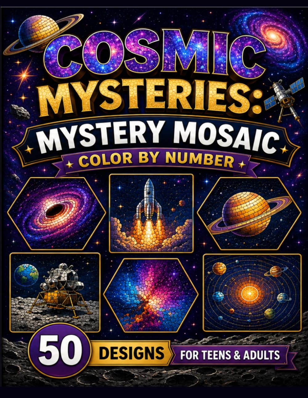 capítulo por capítulo baixar Cosmic Mysteries: Mystery Mosaic Color by Number: A Relaxing Celestial Journey Through Planets, Stars, and Galaxies for Teens and Adults (Rectangle & Hexagon Grids)