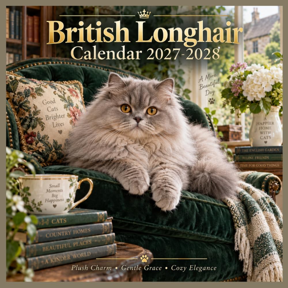 ler totalmente 2027 2028 Calendar | British Longhair: 18 Months of Elegant Feline Photography, Monthly Planning and Notes