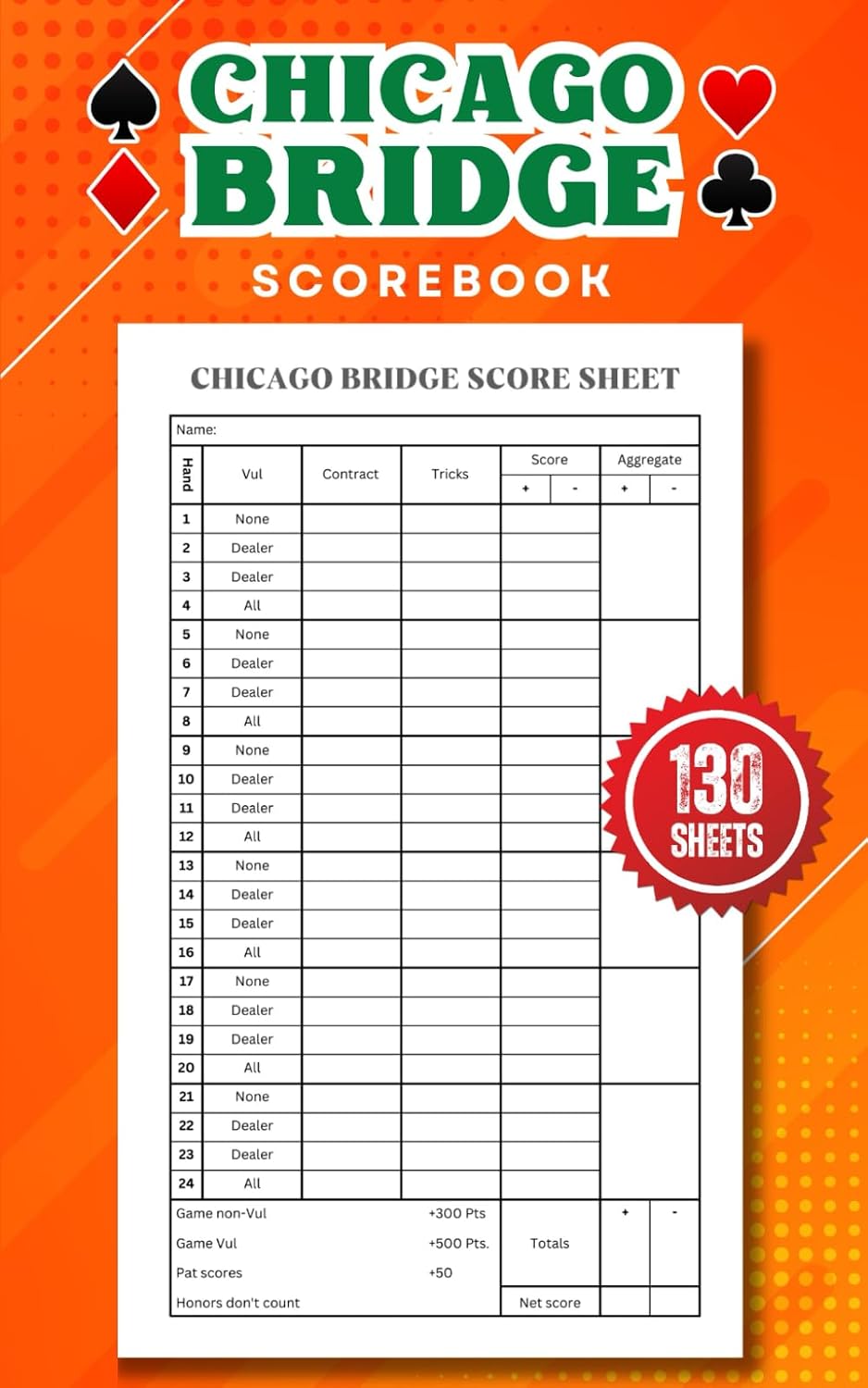 ler totalmente Chicago Bridge Scorebook: 130 Chicago Bridge Score Sheets Notebook, Size 5 x 8 inches