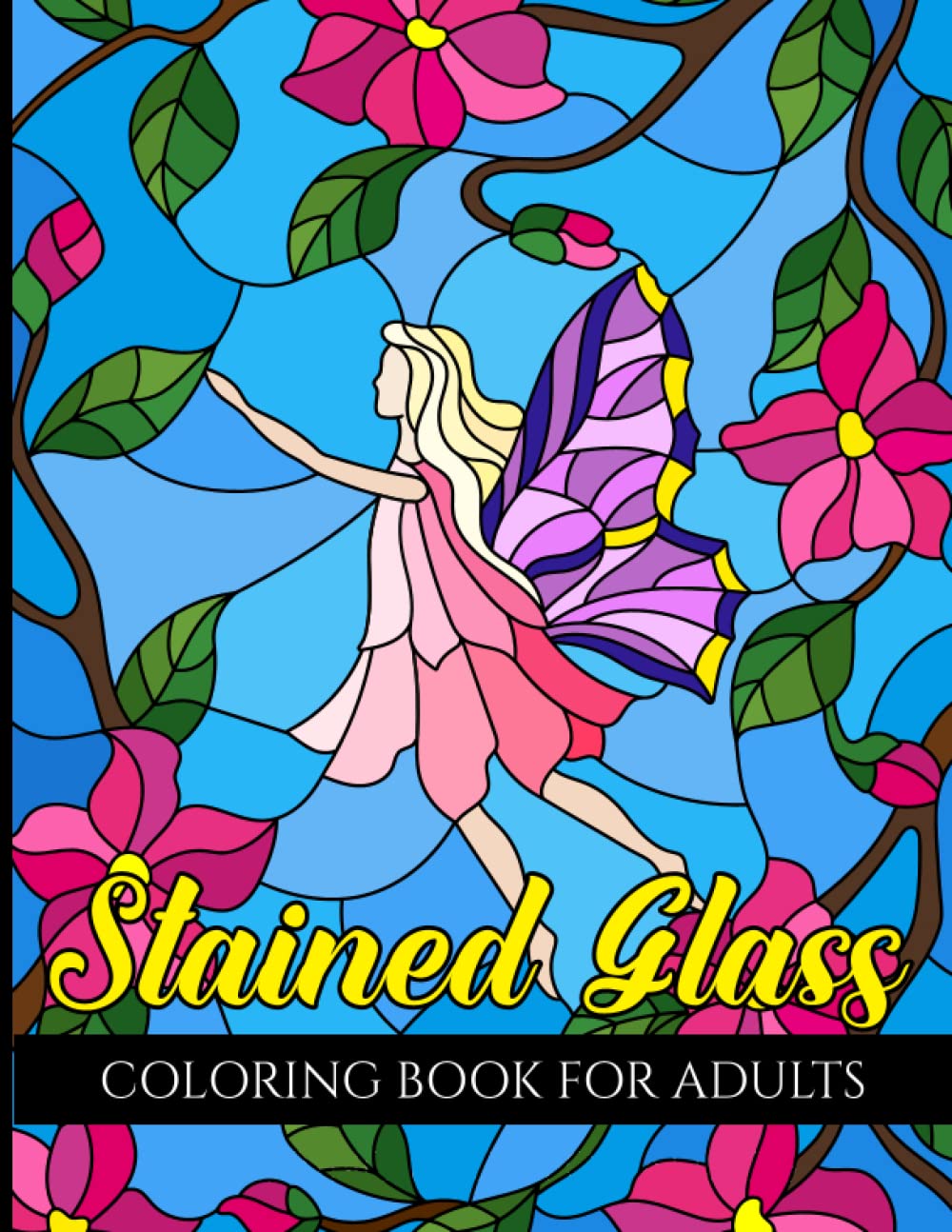 Stained Glass Coloring Book for Adults: 40 Stress Relieving Stained Glass Designs Featuring Flowers Animals Nature Butterflies Landscapes and More baixar livro de graça