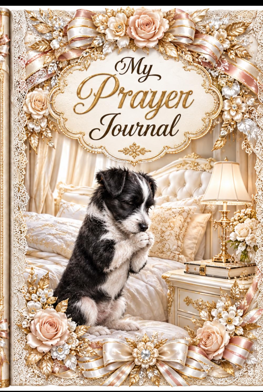 Black and White Terrier-Themed Prayer Blank Notebook