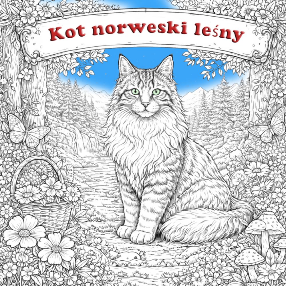 Kolorowanka Kot Norweski Leśny: Relaksujące ilustracje do kolorowania z pięknymi kotami norweskimi leśnymi w scenach natury i codziennego życia – dla dzieci i dorosłych (Polish Edition)