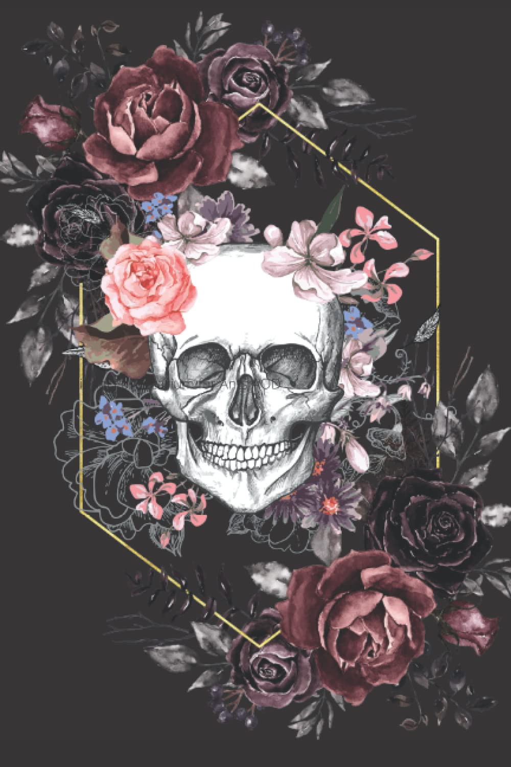 ler totalmente gothic flower skull notebook