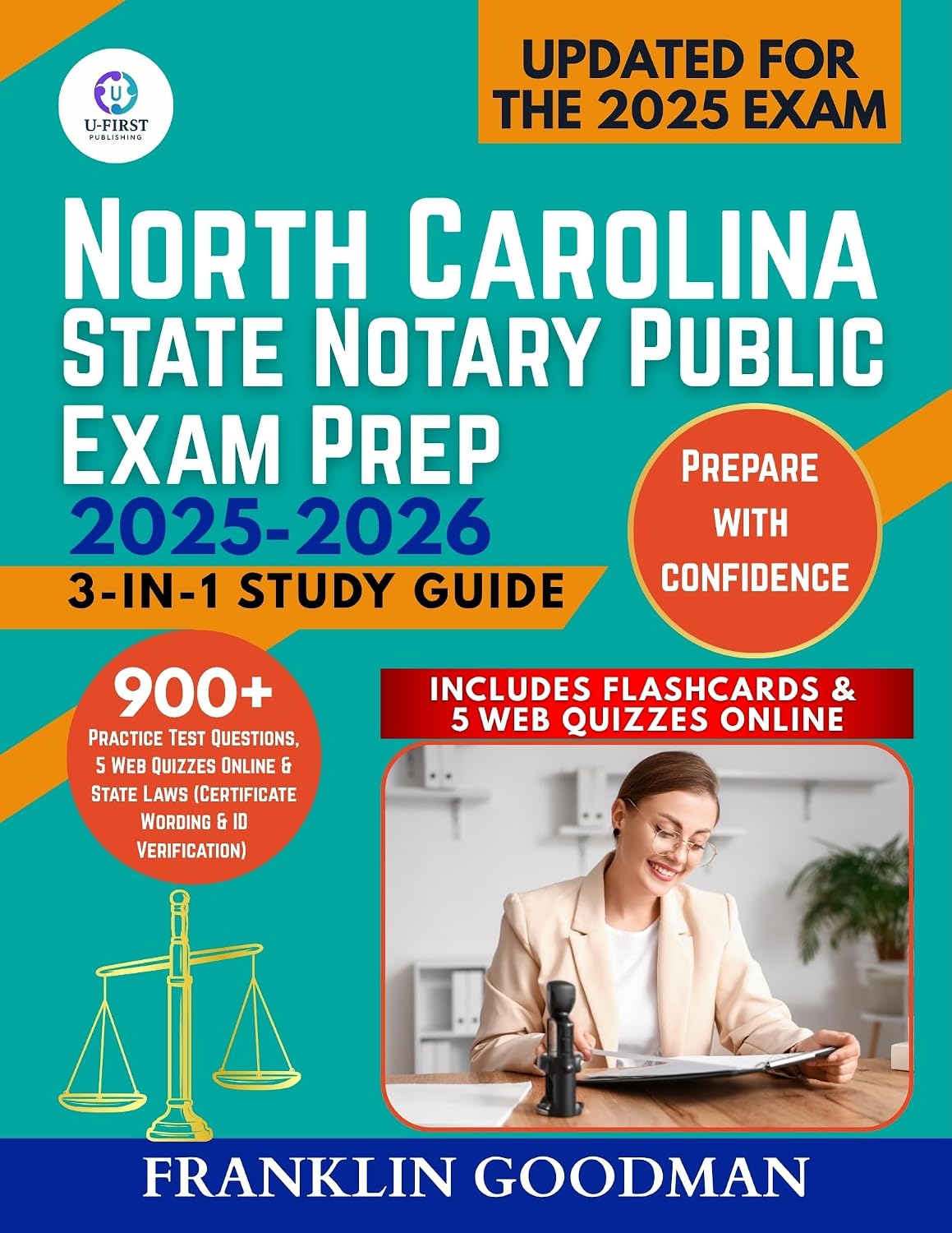 ler totalmente North Carolina Notary Public Exam Prep 2025–2026: 3-in-1 Study Guide with 900+ Practice Test Questions, 5 Web Quizzes Online & State Laws (Certificate Wording & ID Verification) (English Edition)