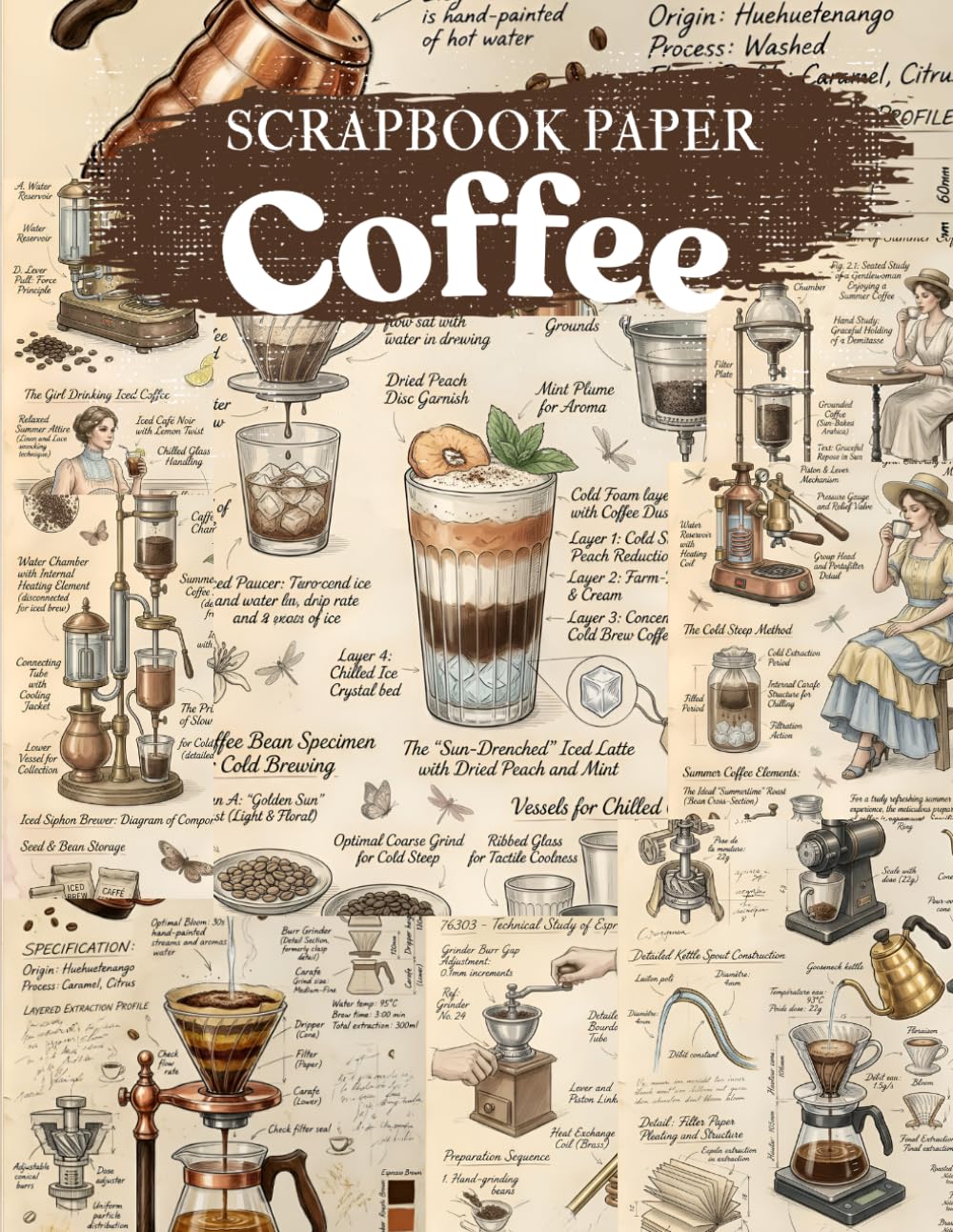 capítulo por capítulo baixar Coffee Scrapbook Paper: High Quality Illustrations Of Drinks, For Ephemera, Mixed Media, and More.