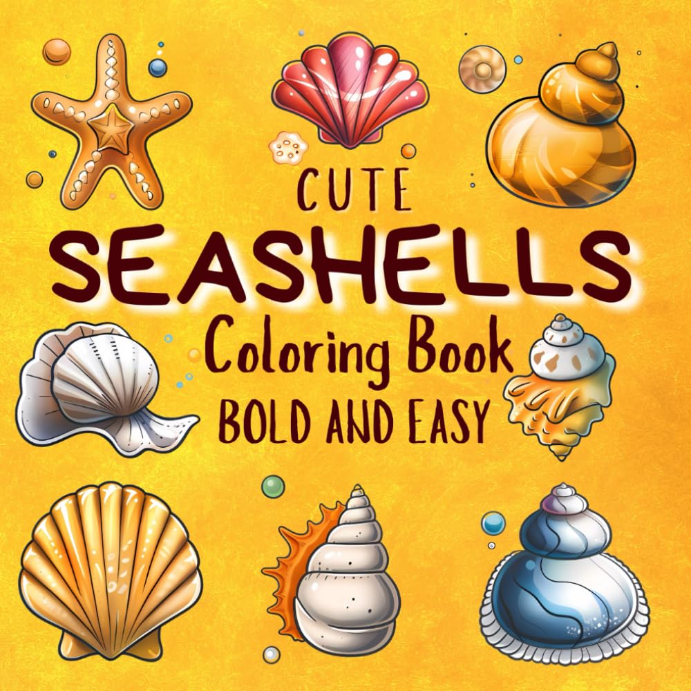 ler totalmente Bold and Easy Cute Seashells Coloring Book: Big, Simple and Large Pages for Adults, Seniors, Kids and Beginners. Illustrations for Stress Relief and Positive Energy for All.
